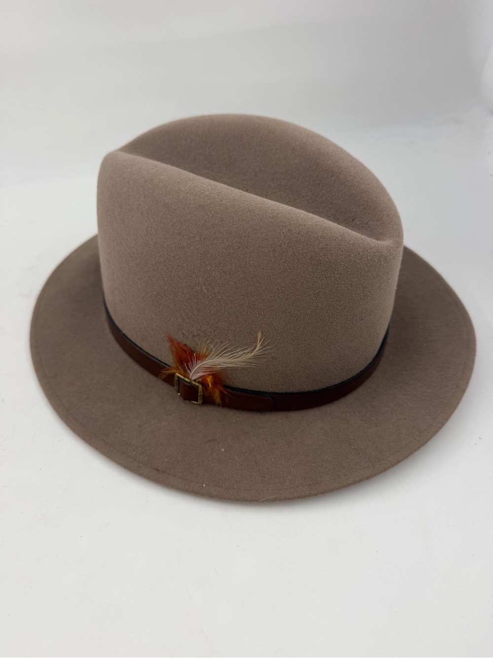 Vtg. Dobbs 5th Ave NY Men’s Fedora Hat-SZ 7-Wool  Leather Hatband Feathers Camel